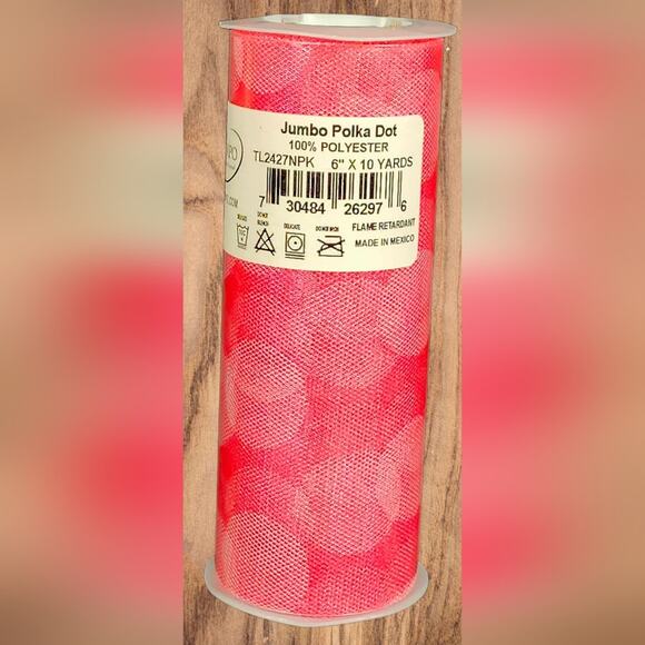 EXPO Jumbo Polkadot Tulle Rolls 6" x 10 Yards 2-pack NEW - Picture 5 of 6